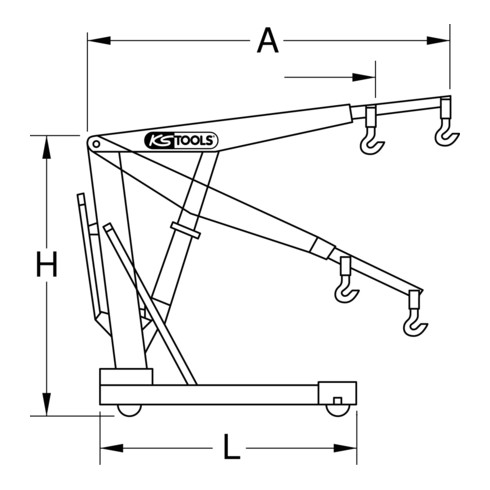 Grue d'atelier KS Tools avec châssis verrouillable, 1000kg