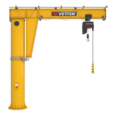 Grue pivotante sur colonne Vetter MEISTER Système d'ancrage composite Palan électrique à chaîne 125kg, 4,0m