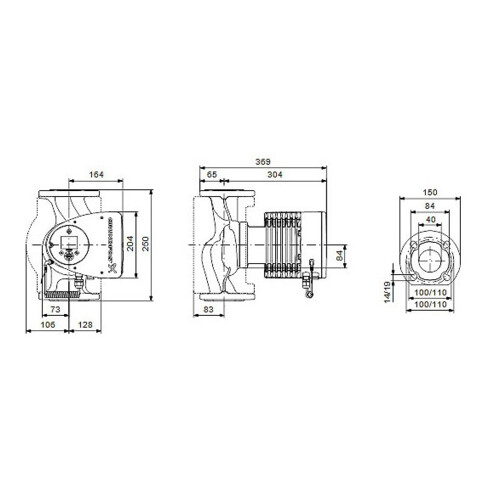 Grundfos Heizungsumwälzpumpe MAGNA3 F Flansch, 230 V, PN 6/10 Typ 40-120 F, DN 40, 250 mm