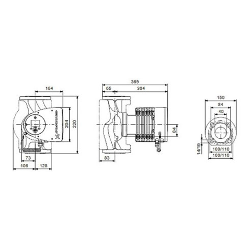Grundfos Heizungsumwälzpumpe MAGNA3 F Flansch, 230 V, PN 6/10 Typ 40-80 F, DN 40, 220 mm