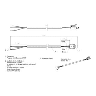 Grundfos Signalkabel PWM 2 m, mit Mini-Superseal Stecker