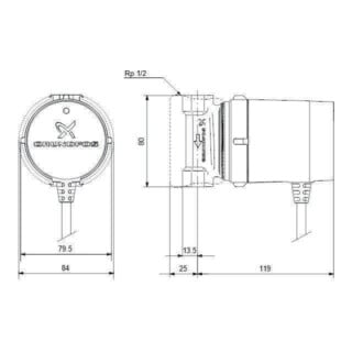 Grundfos Zirkulationspumpe COMFORT 230 V, Rp 1/2", 80 mm UP 15-14 B PM