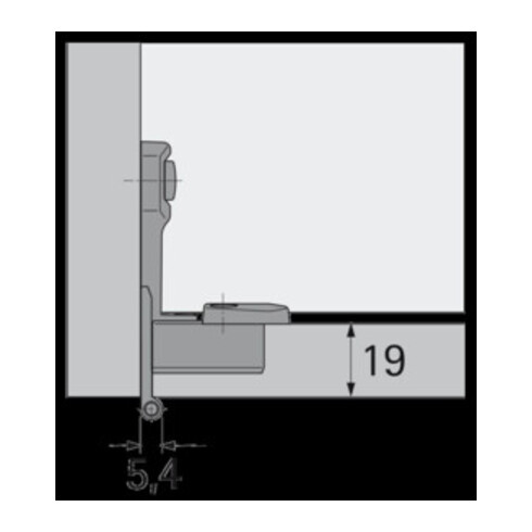 Grundscharnier Selekta Pro 2000 E einliegend vern.HETTICH