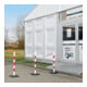 GUARDA-Plus Set de 4 poteaux d’avertissement avec chaîne 12,5 m, plaques de base remplies de béton, rouge-blanc