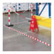 GUARDA-Plus Set de 4 poteaux d’avertissement avec chaîne 12,5 m, plaques de base remplies de béton, rouge-blanc