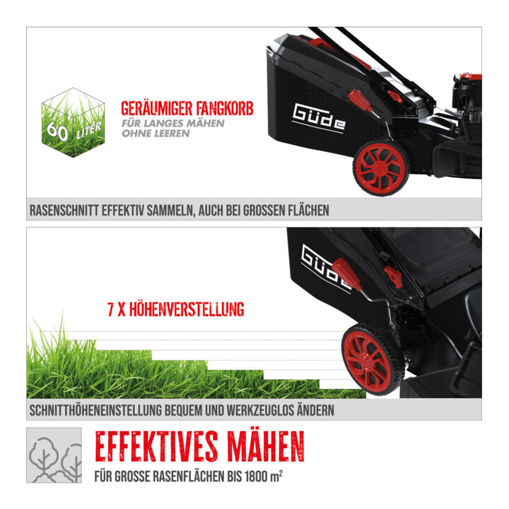 Güde Tondeuse à gazon à essence Big Wheeler 514.9 R 3,0 kW 60 l
