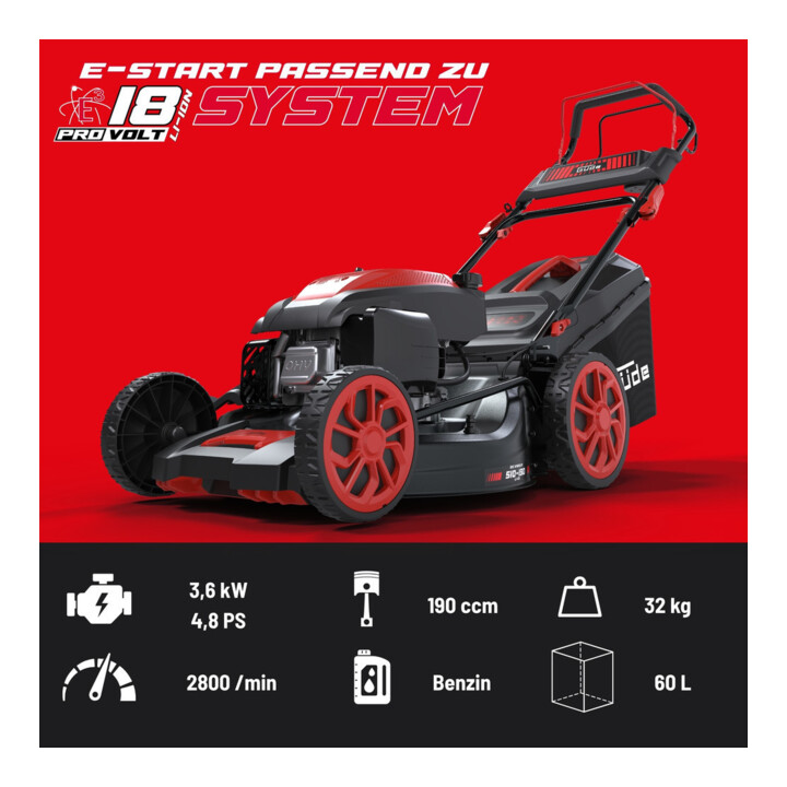 Güde Tondeuse à gazon thermique Big Wheeler BW 510-190 LI-ES 510 mm largeur de coupe