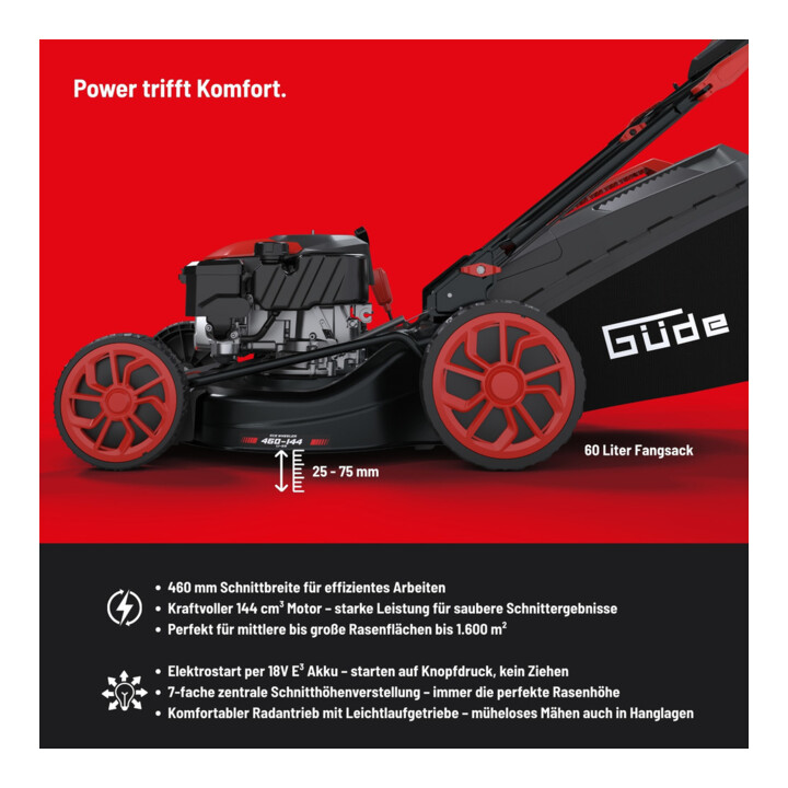 Güde Benzin-Rasenmäher Eco Wheeler EW 460-144 LI-ES 460mm 144cm³