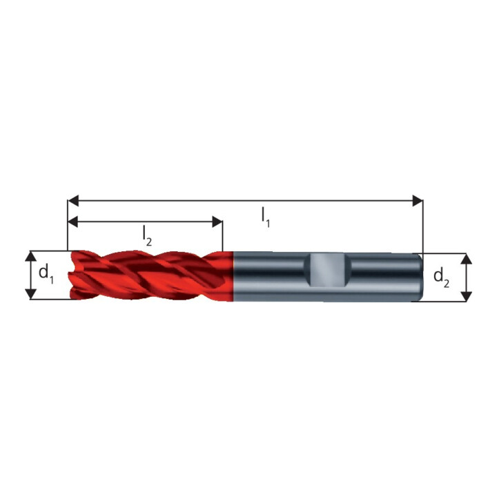 GÜHRING Ratiofräser lang DIN6527 VHM FIRE Z4 Schaft HB 18mm