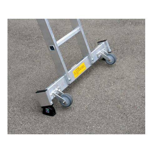 Günzburger Aluminium-Mehrzweckleiter 3-teilig rollbar-Traverse 3 x 7 Sprossen