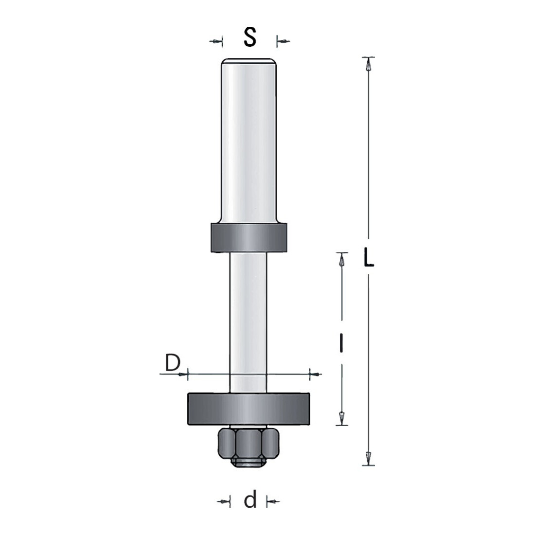 GUHDO Aufnahmedorn einteilig mit Anlauflager D16 d8 S8