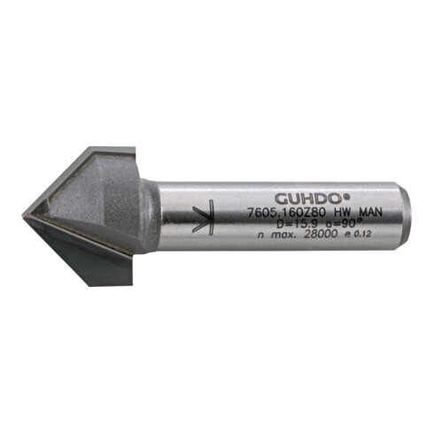 GUHDO Fraise à rainurer HW-V Z2 S8 D16 90°