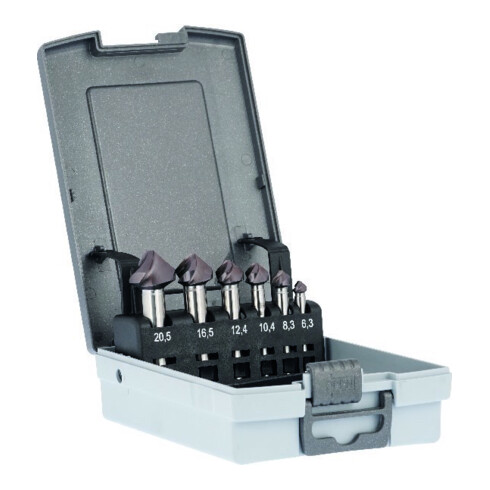GÜHRING Set de fraises coniques SpyroTec HSCO spiralées C 90G queue 3 faces 6,3-20,5mm TiAlN