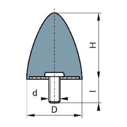 Gummi-Metall-Puffer parabelförmig Typ E D50xH67 M10 NR55