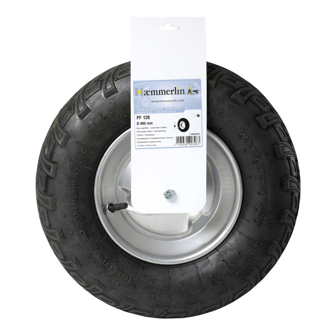 HAEMMERLIN Roue pneumatique avec jante métal et axe 400 x 100 mm 400x100mm