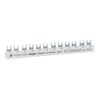 Hager Barrette de phase 12 modules 63A L1L2L3N-L1L2L3N KDS463A