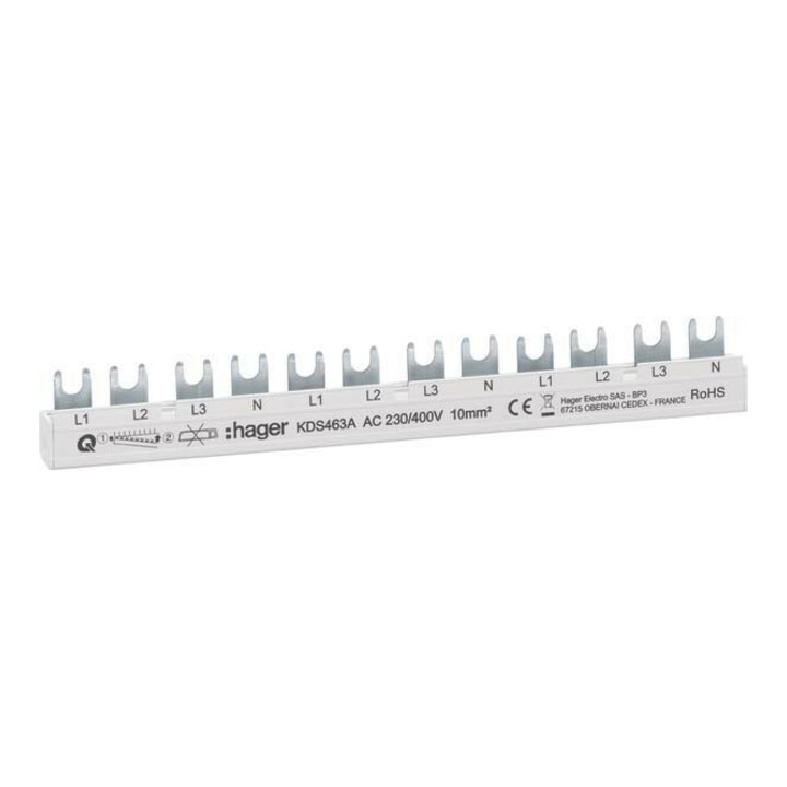 Hager Barrette de phase 12 modules 63A L1L2L3N-L1L2L3N KDS463A