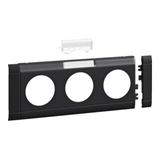 Hager Cache triple prise 80 mm graphit noir
