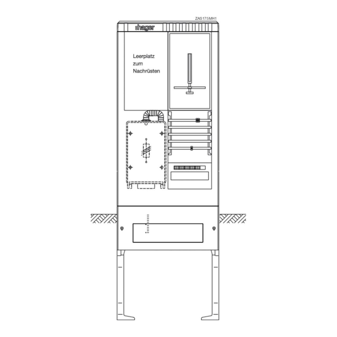 Hager Colonne de raccordement compteur 1ZP + 1LP, 2 pôles ZAS175MH1