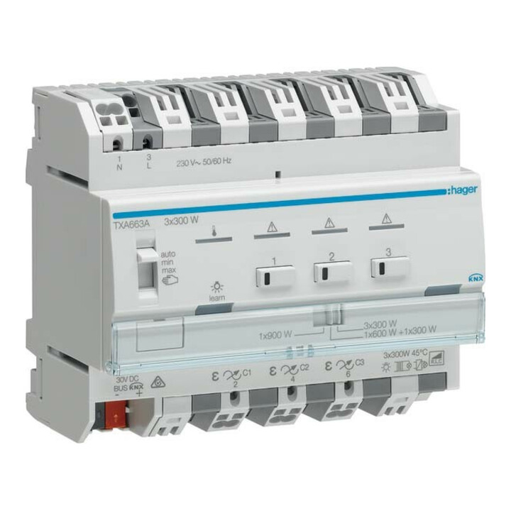 Hager Dimmer KNX easy, 3 x 300W TXA663A