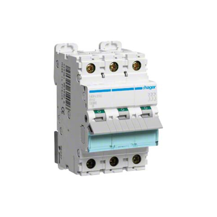 Hager Disjoncteur 3 pôles, B-16A, 10kA, 3M NBN316