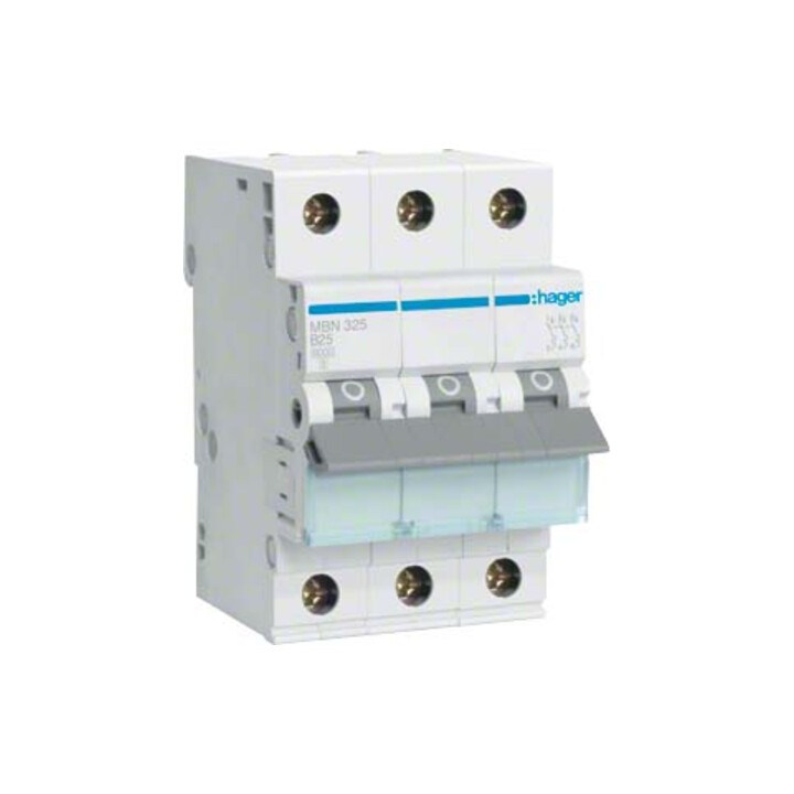 Hager Disjoncteur 3 pôles B-25A, 6kA MBN325