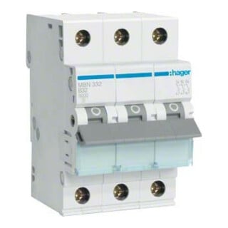 Hager Disjoncteur 3 pôles B-32A, 6kA MBN332