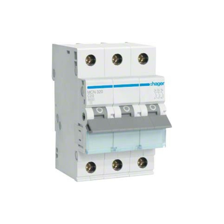 Hager Disjoncteur 3 pôles C-20A, 6kA MCN320
