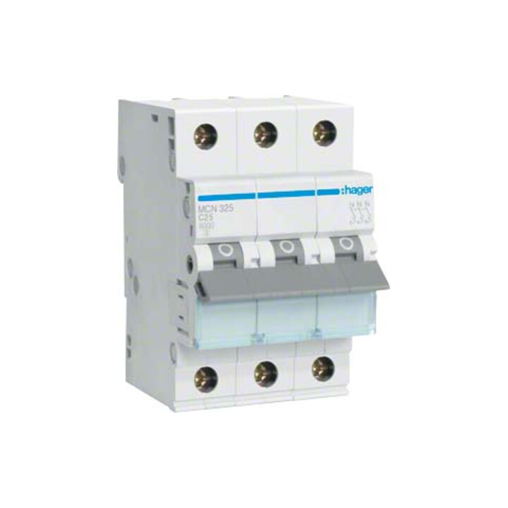Hager Disjoncteur 3 pôles C-25A, 6kA MCN325