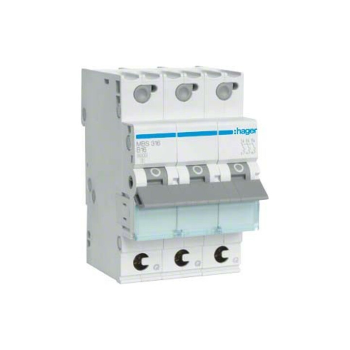 Hager Disjoncteur 3p B-16A, 6kA, 3M QC MBS316
