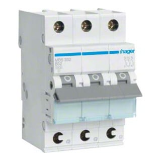 Hager Disjoncteur 3p B-32A, 6kA, 3M QC MBS332