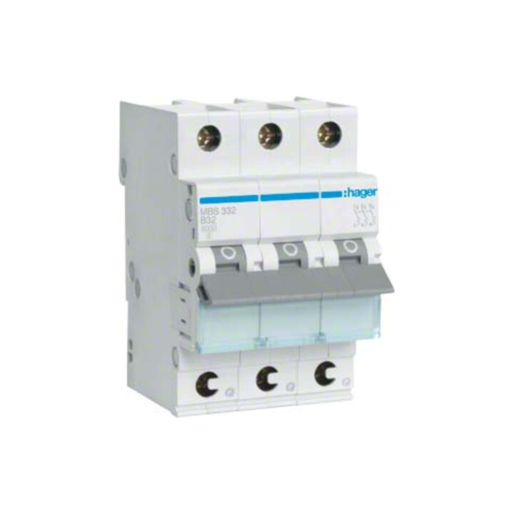 Hager Disjoncteur 3p B-32A, 6kA, 3M QC MBS332