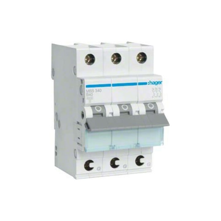 Hager Disjoncteur 3p. B-40A, 6kA, 3M QC MBS340