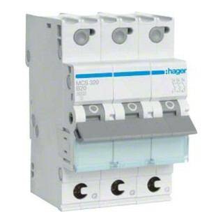 Hager Disjoncteur 3p. C-20A 6kA 3M QC MCS320