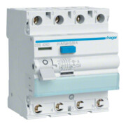 Hager Disjoncteur différentiel 4 pôles 25A/30mA, 6kA, QC CDS425D-1