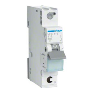 Hager Disjoncteur unipolaire C-16A 6kA 1M QC MCS116
