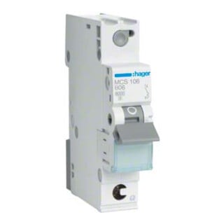 Hager Disjoncteur unipolaire C-6A 6kA 1M QC MCS106