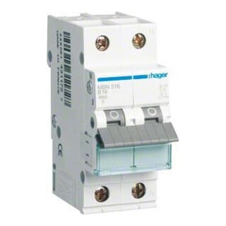 Hager Disjoncteur unipolaire + neutre, B-16A, 6kA MBN516