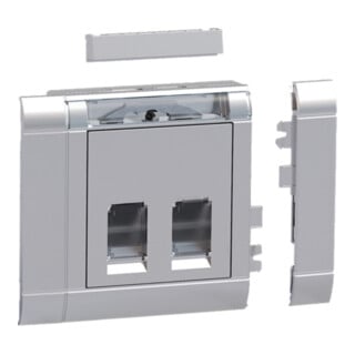 Hager Einbauset Daten 2 RJ45 Type 03 front alu