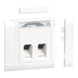 Hager Einbauset Daten 2 RJ45 Type 03 front verkehrsweiß
