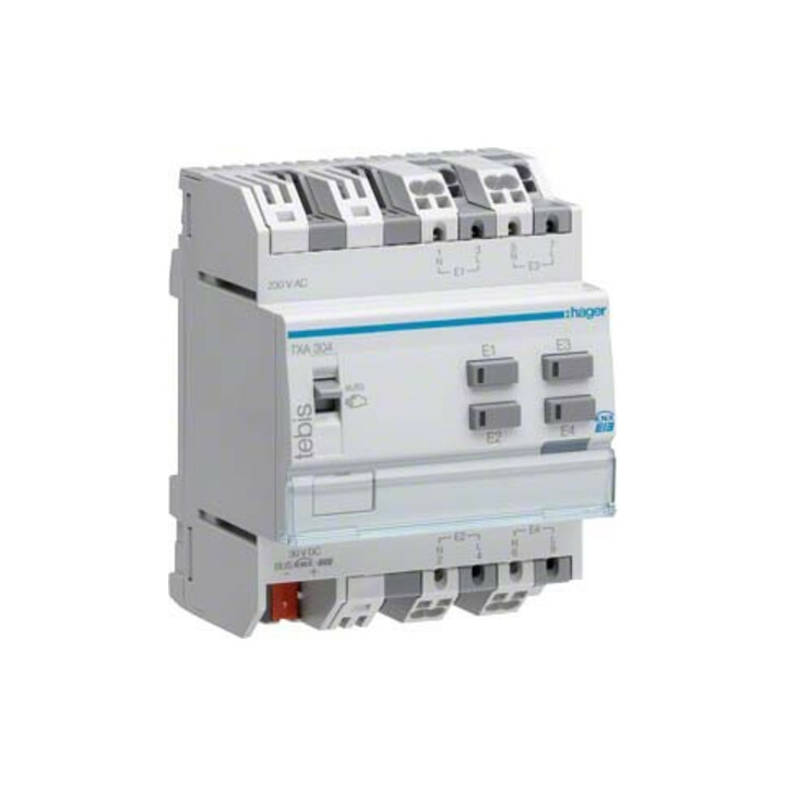 Hager Entrée binaire KNX, 4 canaux, 230 V TXA304