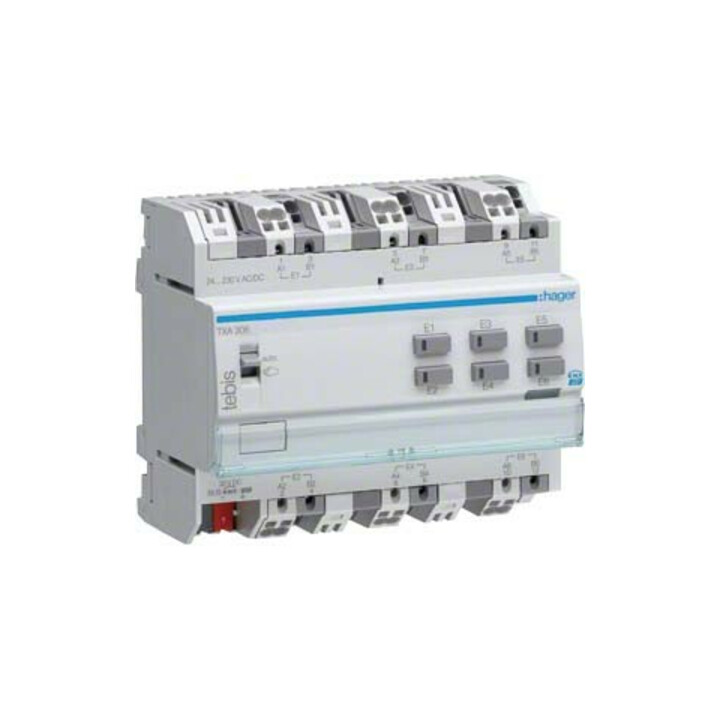 Hager Entrée binaire universelle KNX, 6 voies, 230V TXA306