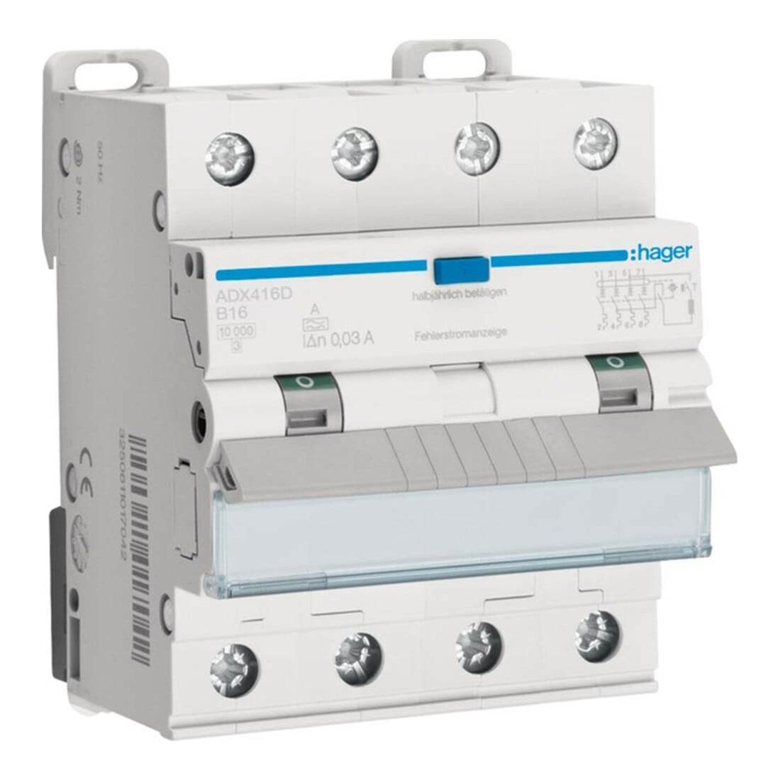 Hager FI/LS-Schalter 4-polig, 10kA ADX416D