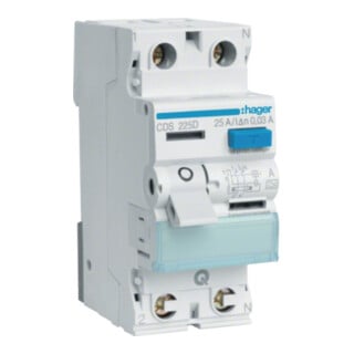 Hager FI-Schutzschalter 2pol.25A/30mA, 6kA, QC CDS225D