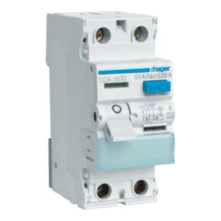 Hager FI-Schutzschalter 2pol. 63A/30mA,6kA CDA263D
