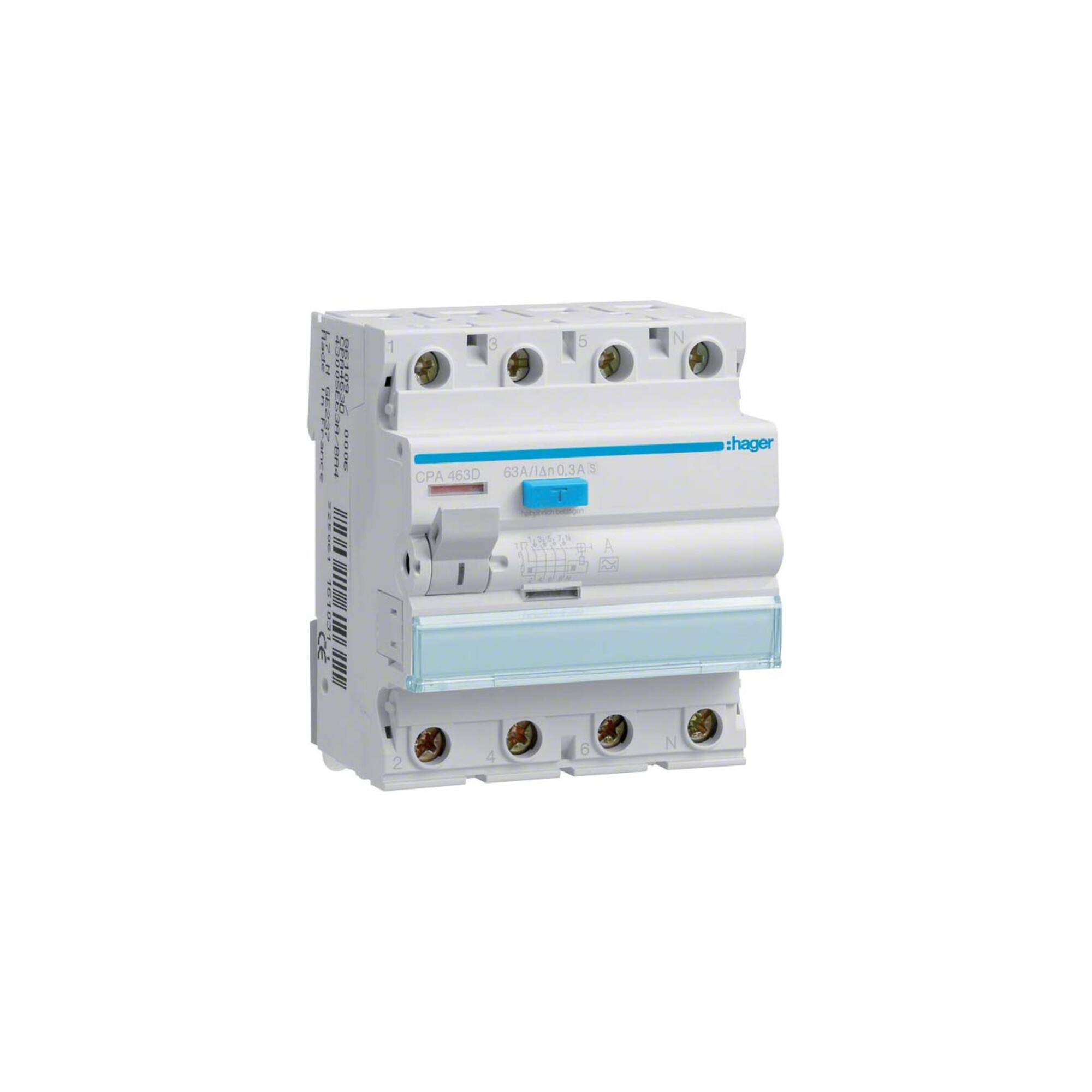 Hager FI-Schutzschalter 4p.63A/300mA Sel,6kA CPA463D