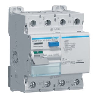 Hager Interrupteur différentiel 4P 40A 30mA B CDB640D