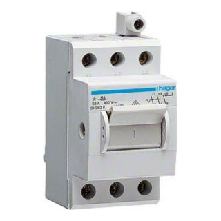 Hager Interrupteur sectionneur 63A, 3 pôles, avec borne de connexion SH363K