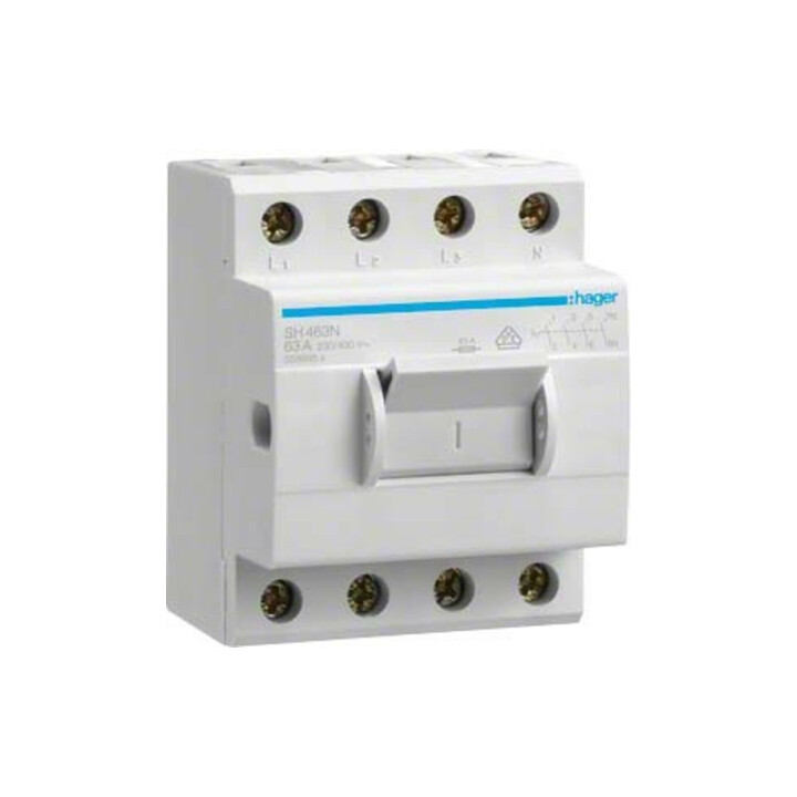 Hager Interrupteur sectionneur 63A, 4 pôles, 3,5PLE SH463N