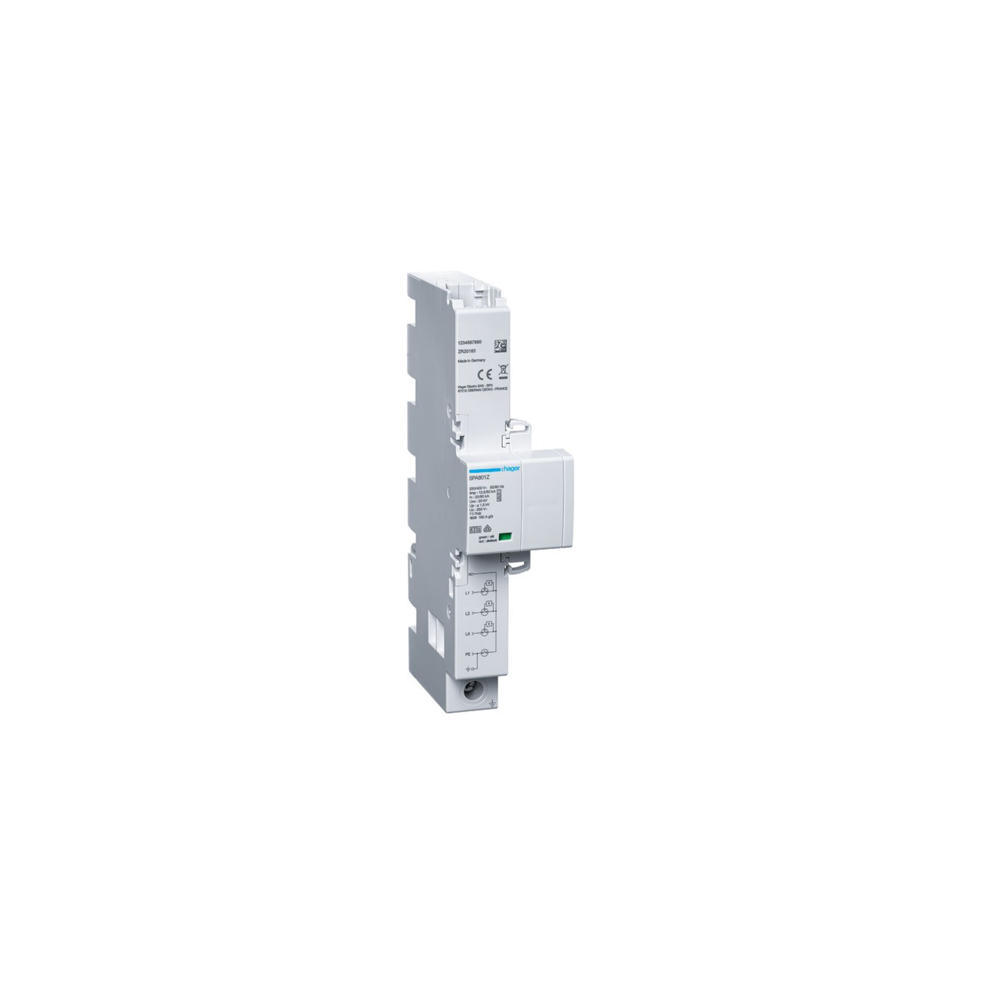 Hager Kombiableiter 4P T1+T2+T3 SPA801Z